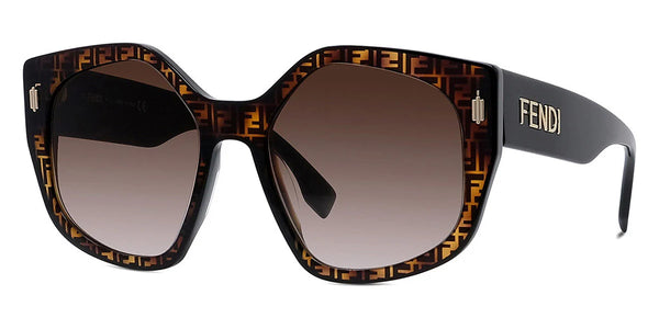 Fendi Ladies Sunglasses Havana / Brown Gradient FE40017I 55F