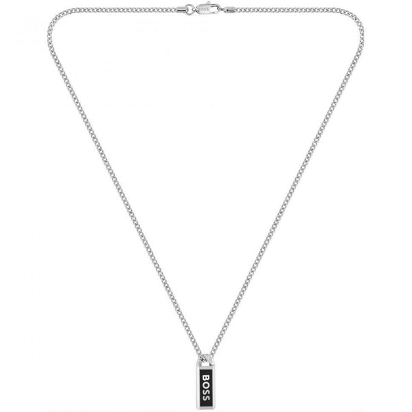 BOSS Jewellery Kassy Emblem Men's Necklace Tag Silver 1580677