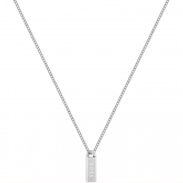 BOSS Jewellery Kassy Emblem Men's Necklace Tag Silver 1580677