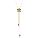Idyllia Y Flower Pendant Necklace Multi-Stone Gold