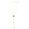 Idyllia Y Flower Pendant Necklace Multi-Stone Gold