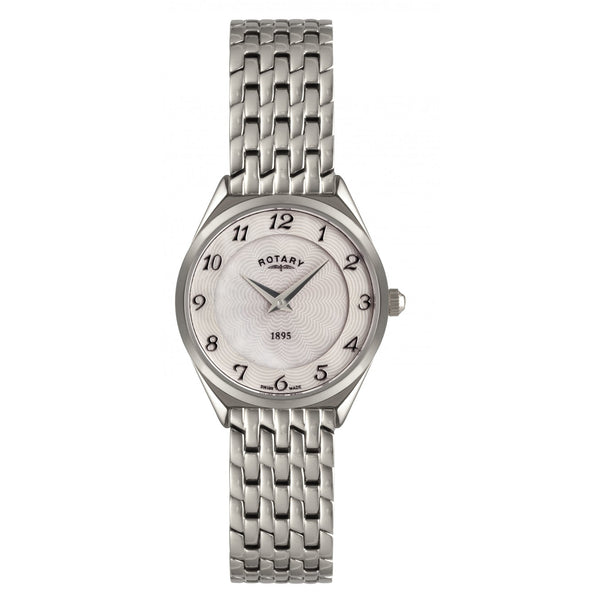 Rotary Ultra Slim Watch Ladies Silver Mother Of Pearl LB08000/18