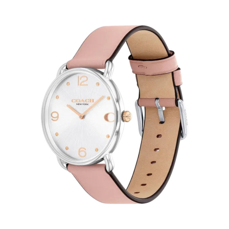 Coach Elliot Ladies Silver Pink Leather Watch 14504199