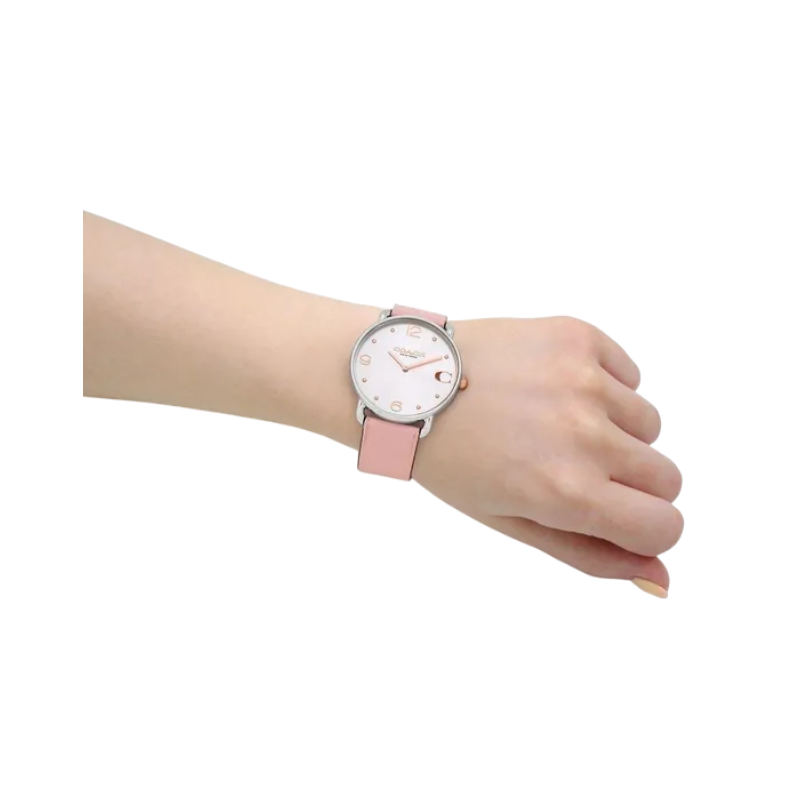 Coach Elliot Ladies Silver Pink Leather Watch 14504199