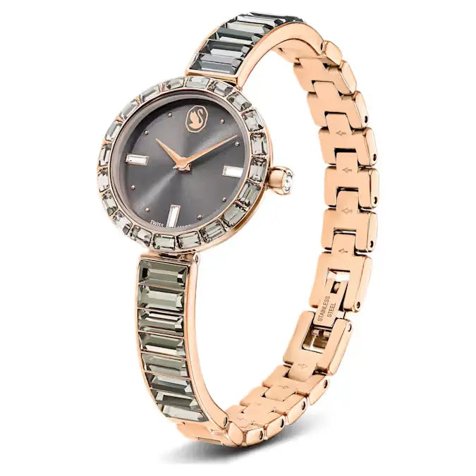 Swarovski Matrix Bangle Ladies Watch Rose Gold Grey 5679887