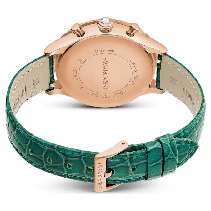 Swarovski Octea Chrono Ladies Watch Green Leather 5672931