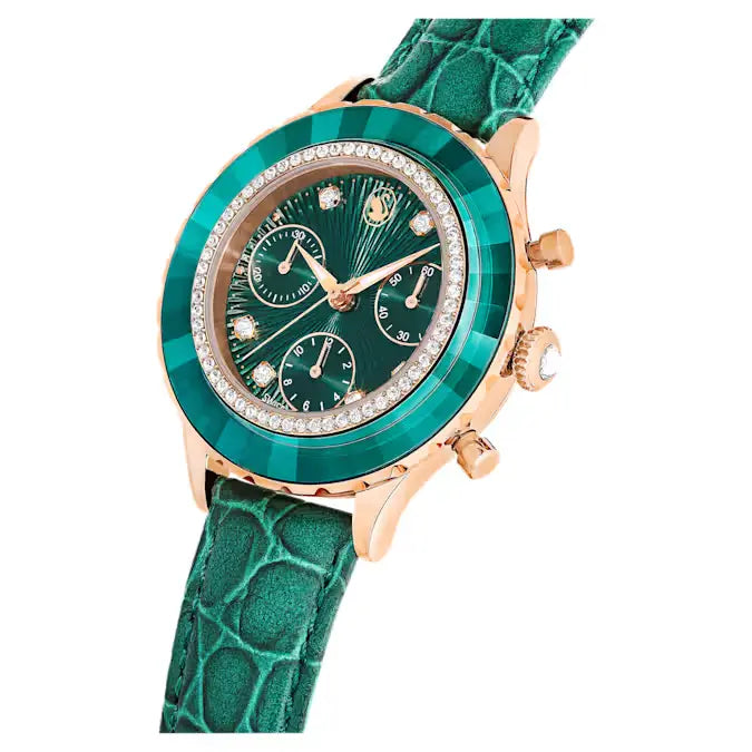 Swarovski Octea Chrono Ladies Watch Green Leather 5672931