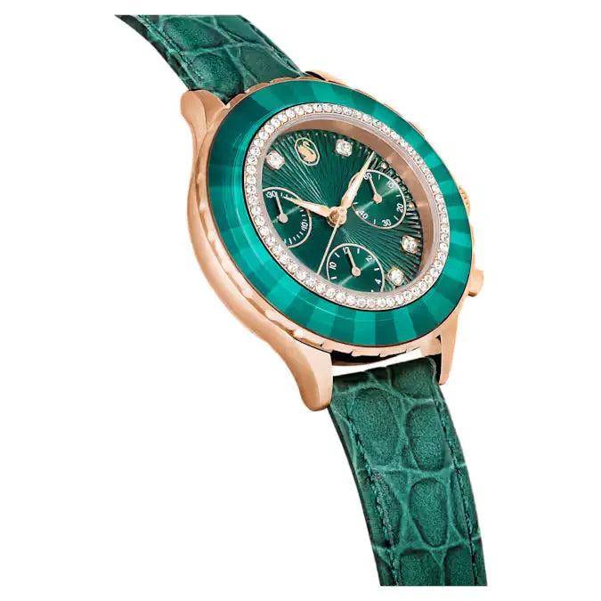 Swarovski Octea Chrono Ladies Watch Green Leather 5672931
