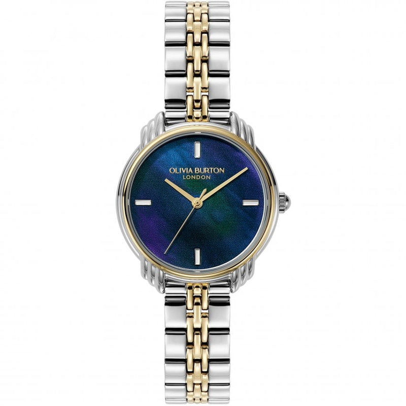 Olivia Burton Art Deco Ladies Two-Tone Blue Mother Of Pearl Watch 24000296