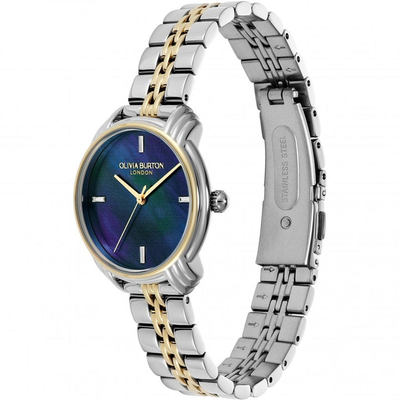 Olivia Burton Art Deco Ladies Two-Tone Blue Mother Of Pearl Watch 24000296