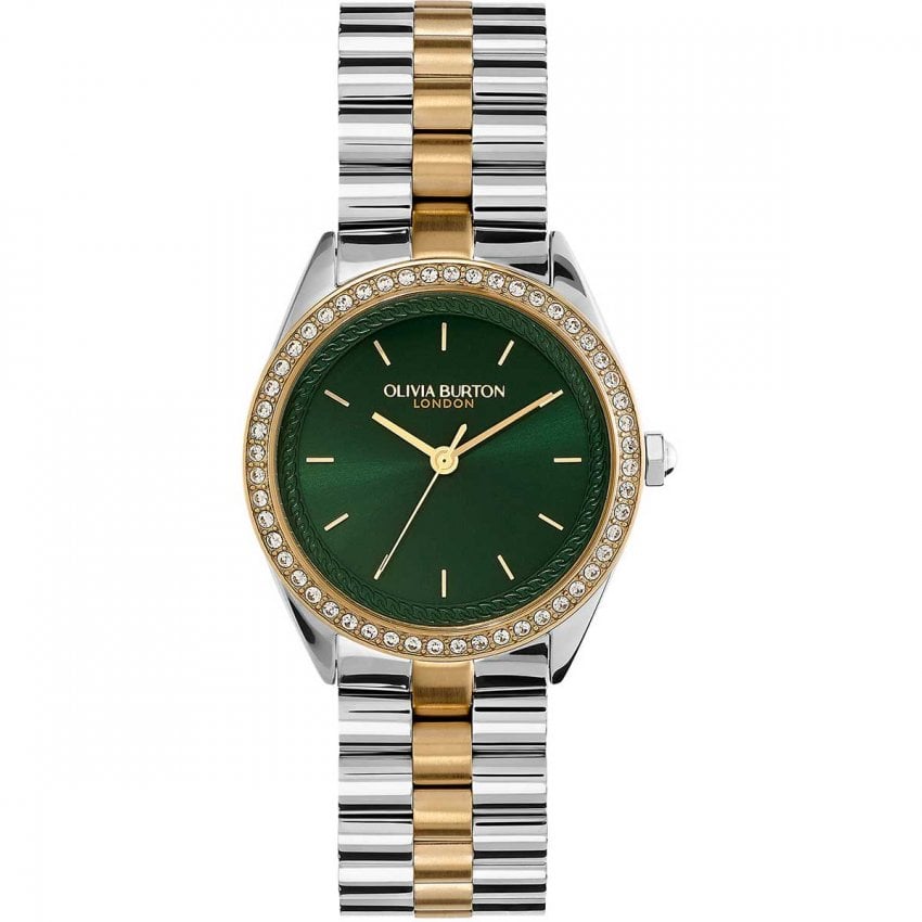 Olivia Burton Bejewelled Ladies Two-Tone Green Watch 24000137