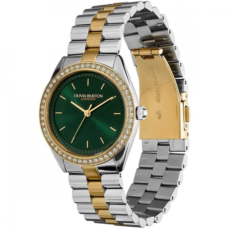Olivia Burton Bejewelled Ladies Two-Tone Green Watch 24000137