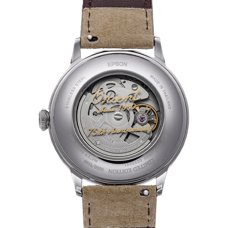 Orient Bambino 75th Anniversary Men's Watch Beige Suede RA-AC0027S30B