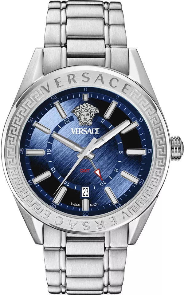 Versace V-Code Men's GMT Watch Blue Dial VEAFA04