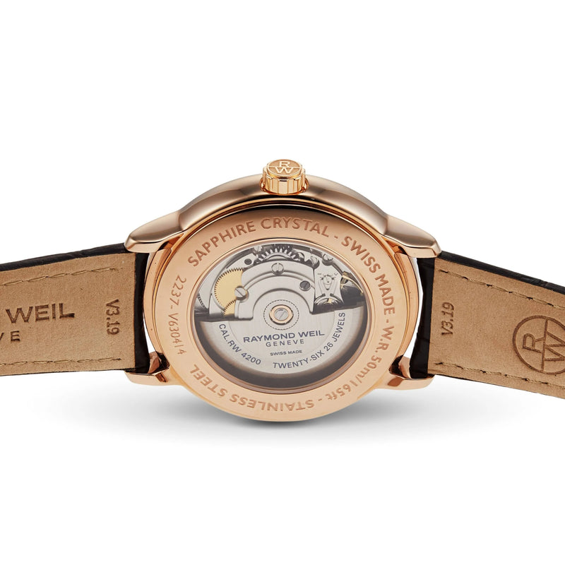 Raymond Weil Maestro Men's Watch Grey Rose Gold Leather 2237-PC5-60011