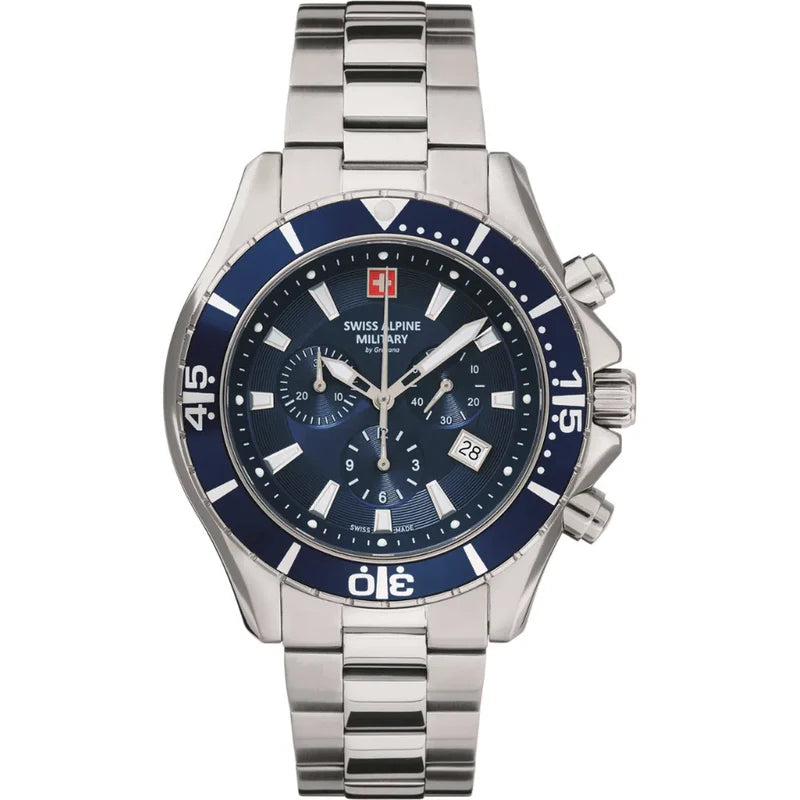 Swiss Alpine Military Aquatech Men's Blue Chronograph Watch 7040.9135
