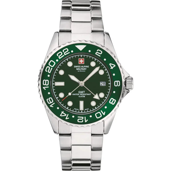 Swiss Alpine Military Master Diver GMT Men's Green Hulk Watch 7052.1134