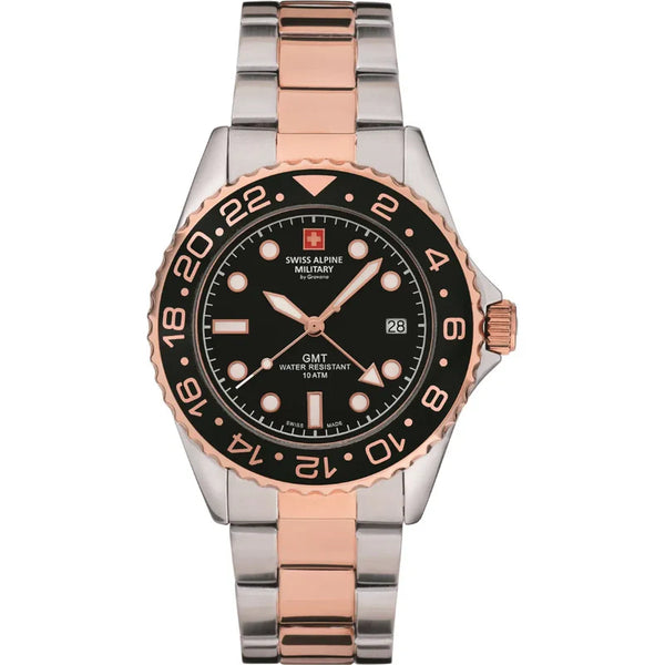 Swiss Alpine Military Master Diver GMT Men's Two-Tone Rootbeer Watch 7052.1157