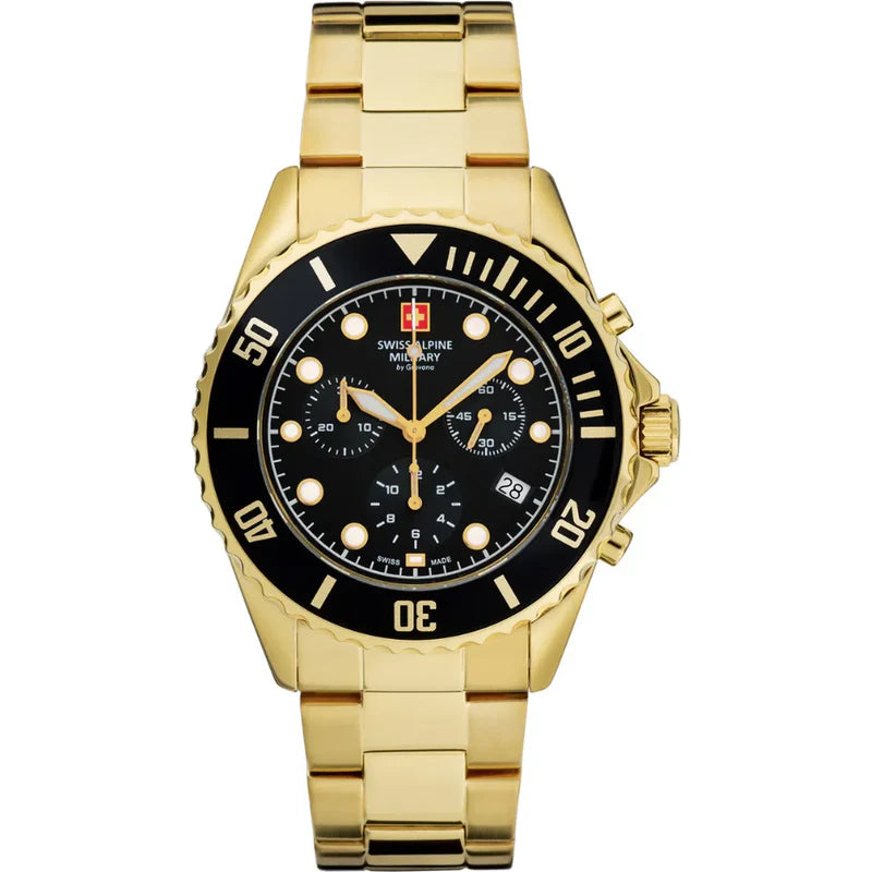 Swiss Alpine Military Master Diver Chrono Men's Gold Watch 7053.9117