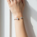 Oval / Round Floral Halo Diamond Open Bangle DiamondStatus