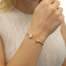 Oval / Round Floral Halo Diamond Open Bangle