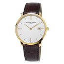 Frederique Constant Slimline Watch Men's Gold with Brown Leather FC-220V5S5 - WatchStatus Ltd