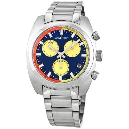 Calvin Klein Achieve Men's Silver / Blue Dial Chronograph 43mm Watch - WatchStatus Ltd