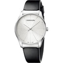 Calvin Klein Classic Silver / Black Leather 38mm Watch K4D211C6 - WatchStatus Ltd