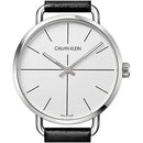 Calvin Klein Even Men's White Dial Black Leather 42mm Watch K7B211CY - WatchStatus Ltd