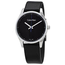 Calvin Klein Steadfast Men's Black Leather 40mm Watch K8S211C1 - WatchStatus Ltd
