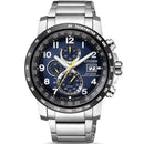 Citizen AT8124-91L Men's Radio Controlled Silver/Blue Perpetual World Chronograph Stainless Watch - WatchStatus Ltd