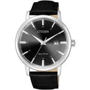 Citizen BM7460-11E Men's Classic Silver/Black Eco-Drive Solar Leather Watch - WatchStatus Ltd