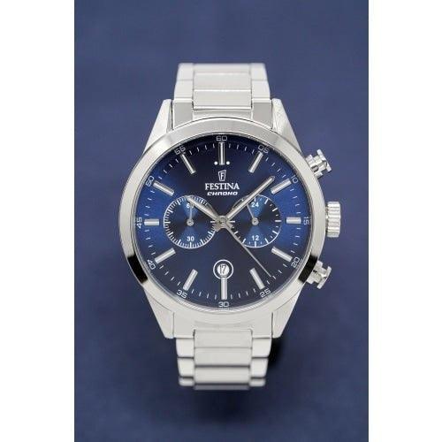 Festina Chrono Mens Blue Dial Watch F16826-B - WatchStatus Ltd