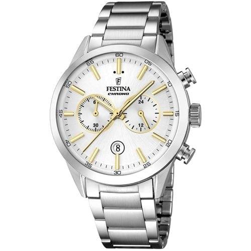 Festina Chrono Mens Silver Stainless Watch F16826-D - WatchStatus Ltd