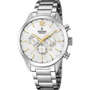 Festina Watch Silver Gold Timeless Chrono Stainless Steel F20343-1 - WatchStatus Ltd