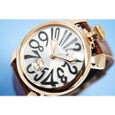 GaGa Milano Manuale Automatic Silver Dial Brown Leather 48mm Watch - WatchStatus Ltd