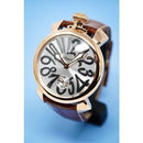 GaGa Milano Manuale Automatic Silver Dial Brown Leather 48mm Watch - WatchStatus Ltd