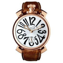 GaGa Milano Manuale Automatic Silver Dial Brown Leather 48mm Watch - WatchStatus Ltd