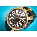 GaGa Milano Manuale Mechanical Gold Black Leather 48mm Watch - WatchStatus Ltd