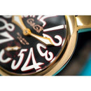 GaGa Milano Manuale Mechanical Gold Black Leather 48mm Watch - WatchStatus Ltd