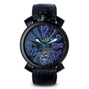 GaGa Milano Manuale Mosaico Black Leather 48mm Watch - WatchStatus Ltd