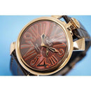 Gaga Milano Slim Brown Leather / Rose Dial 46mm Watch 5085.01 - WatchStatus Ltd