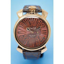 Gaga Milano Slim Brown Leather / Rose Dial 46mm Watch 5085.01 - WatchStatus Ltd