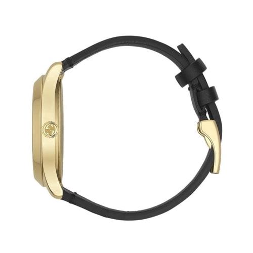 Gucci YA1264055 Unisex G-Timeless Black/Gold Leather Swiss Watch