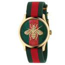 Gucci YA126487B G-Timeless 18ct yellow gold-plated Green/Red Stripe Fabric Swiss Watch