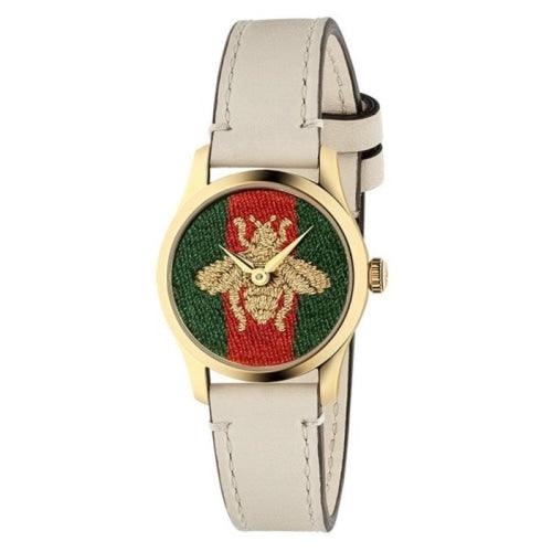 Gucci YA1265009 Ladies G-Timeless Beige Leather Swiss Watch - Watches