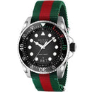 Gucci YA136209 Men’s Dive Black Green Stripe Fabric 45mm Swiss Watch - Watches