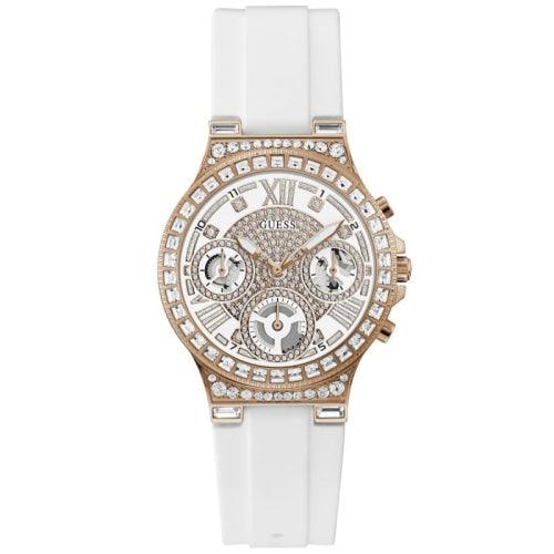 Guess Moonlight Ladies White Rubber 36mm Watch GW0257L2 - Watches