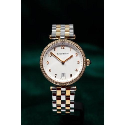 Louis Erard Quartz Ladies Watch Romance Date Steel IP Rose Gold 33mm - Watches