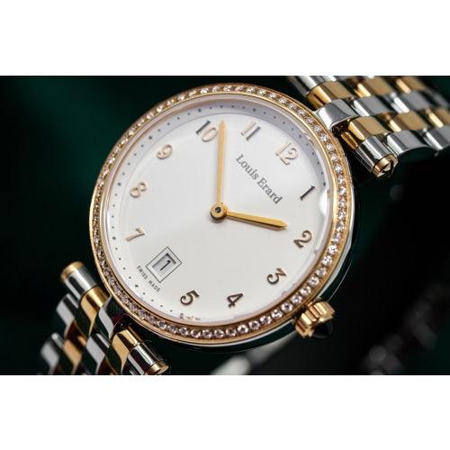 Louis Erard Quartz Ladies Watch Romance Date Steel IP Rose Gold 33mm - Watches